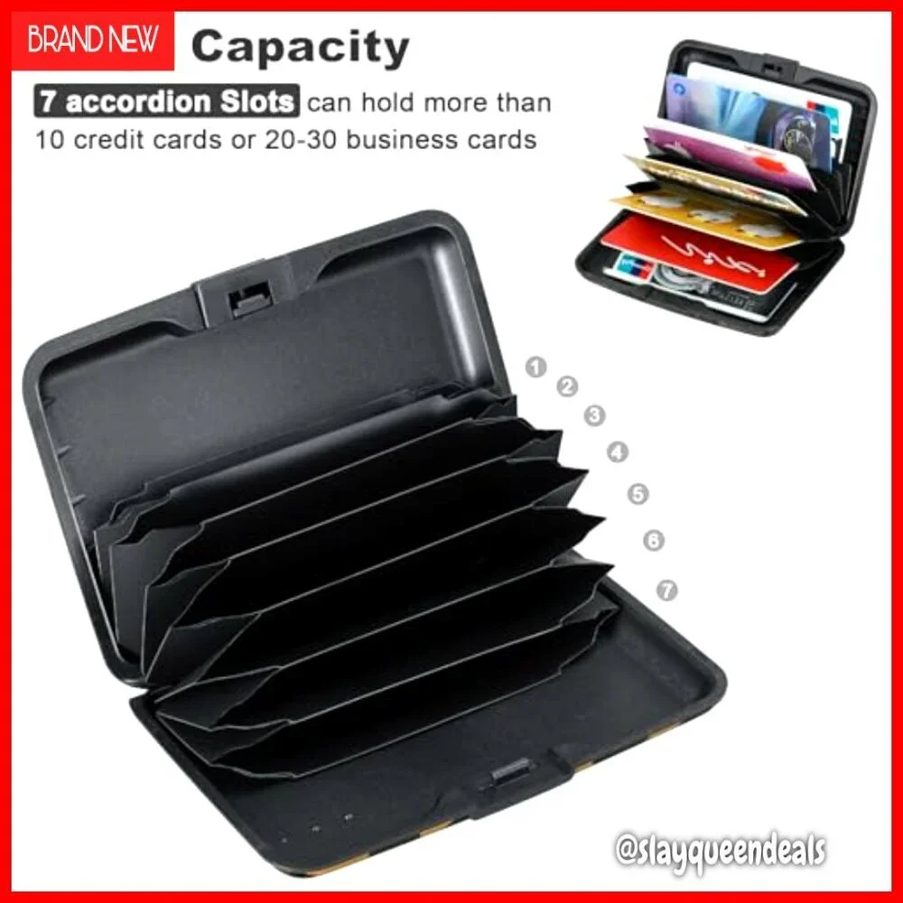 Slim RFID Aluminum Card Holder Case with 7 Slots for Travel Business